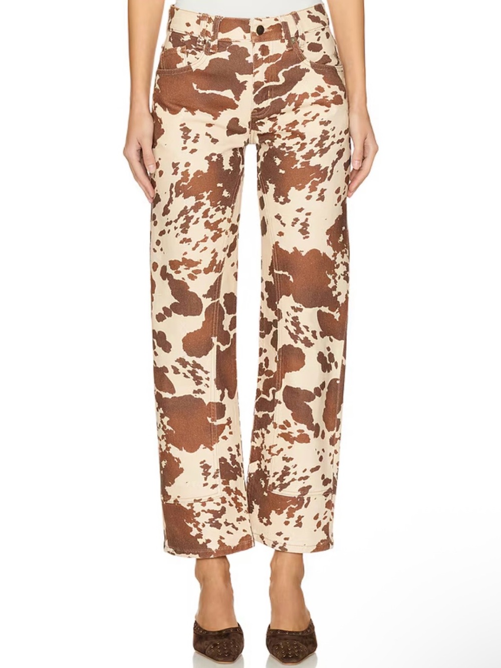 NWT We The Free Risk Taker Printed Wide Leg Jeans in Tea Combo Size 28